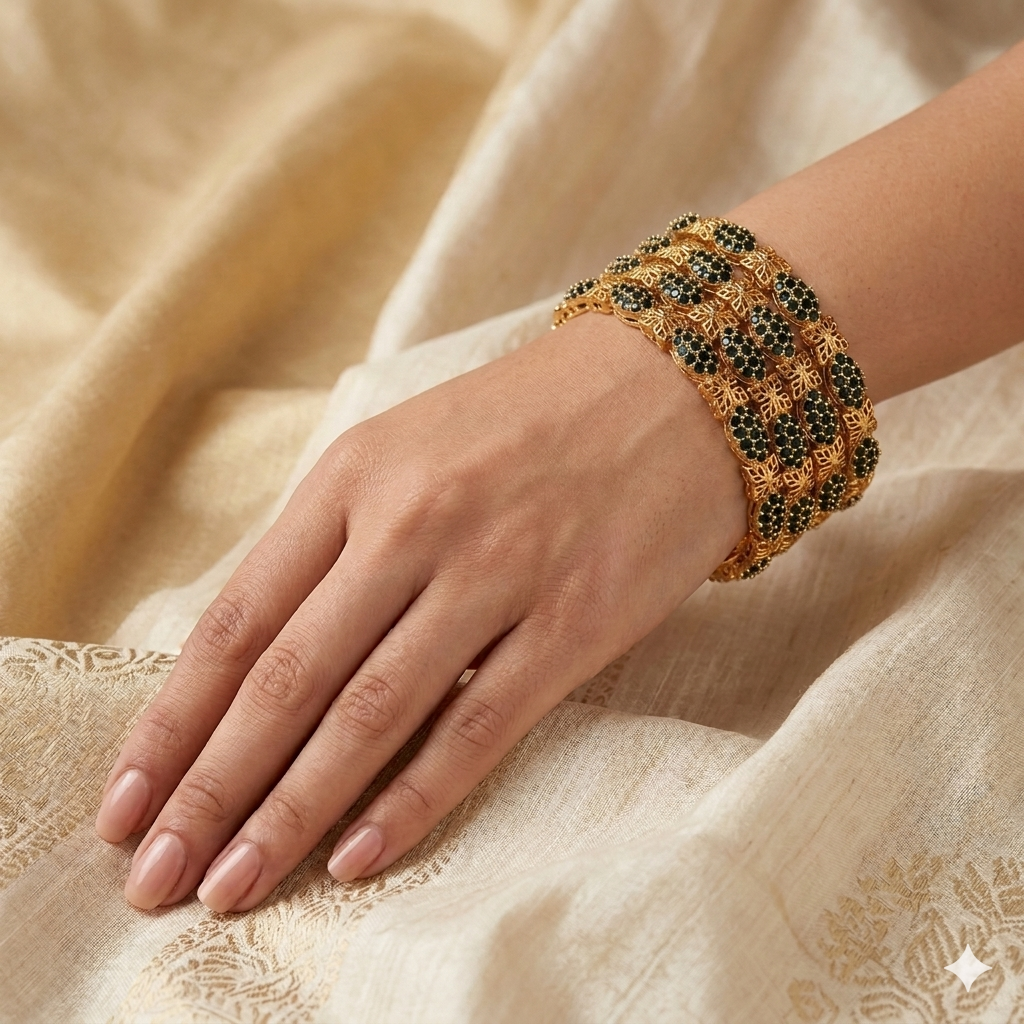 Zircons jadau bangles