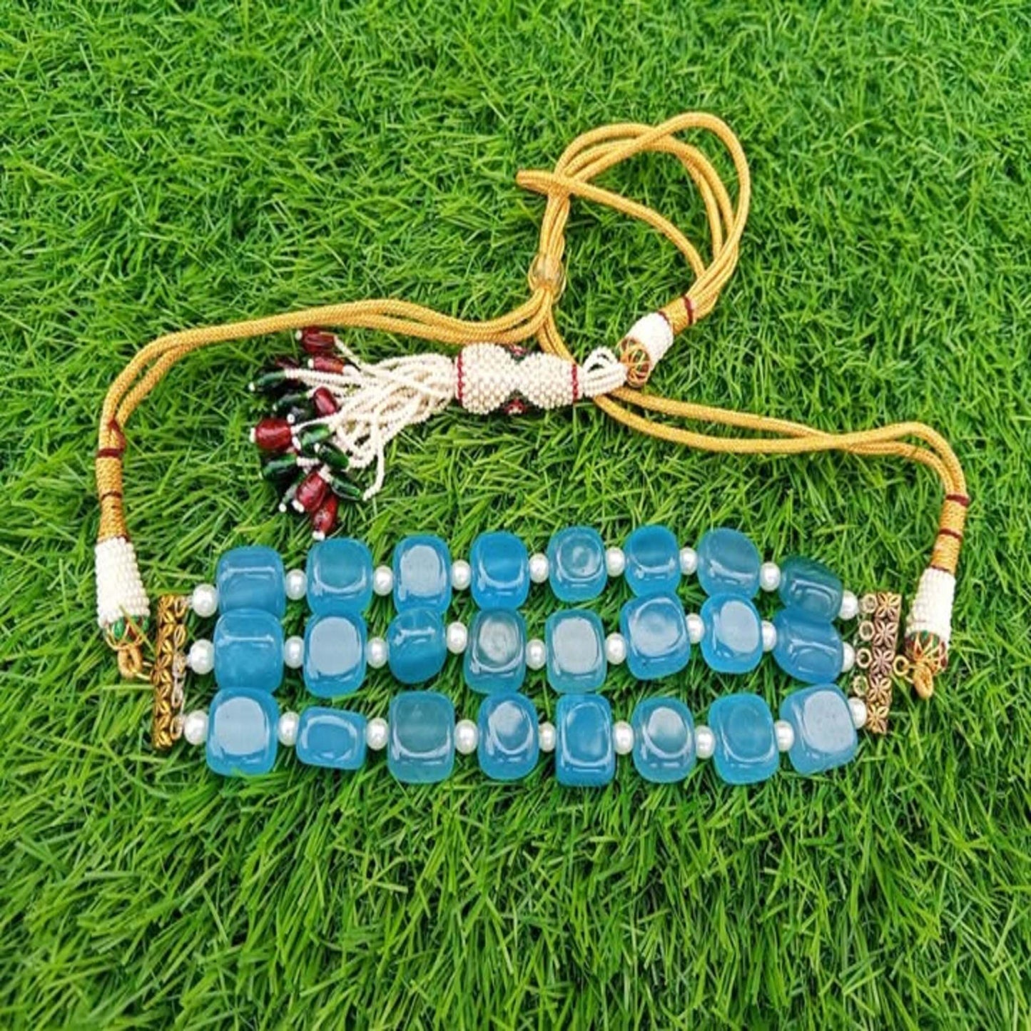 Semi Precious Stones Choker with High Quality Indian Fancy Dori