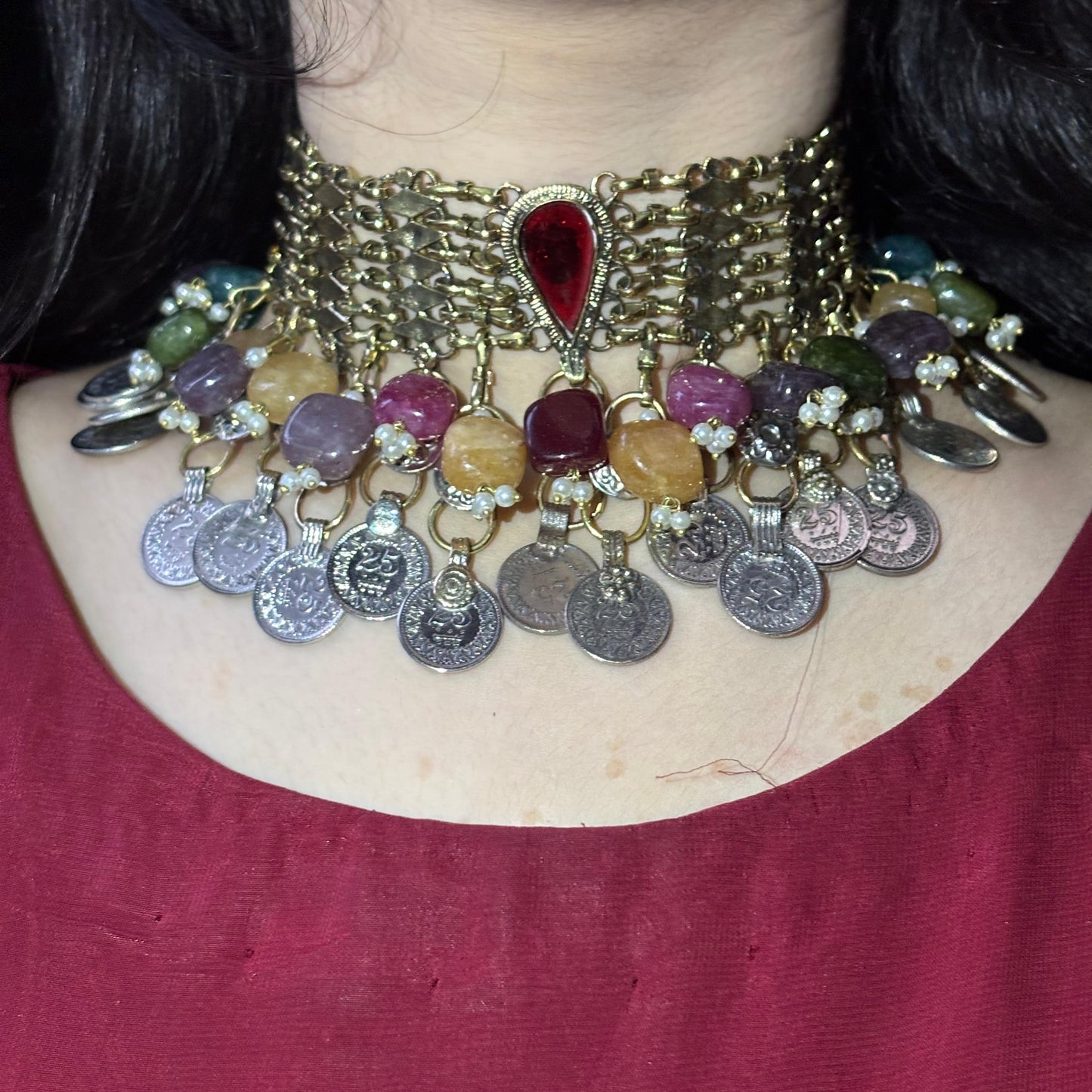 Vintage style Choker Semi Precious Stones