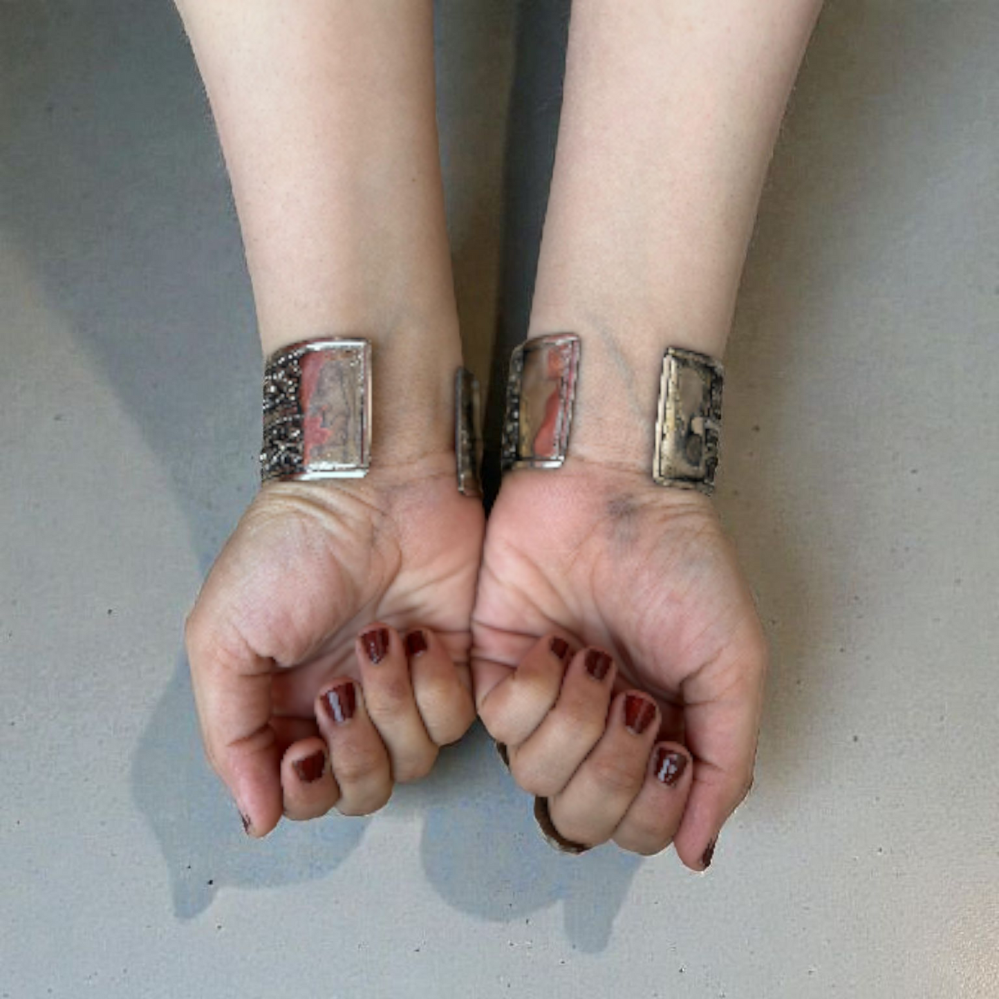 Multi Stones German Polish Handcuff Pair