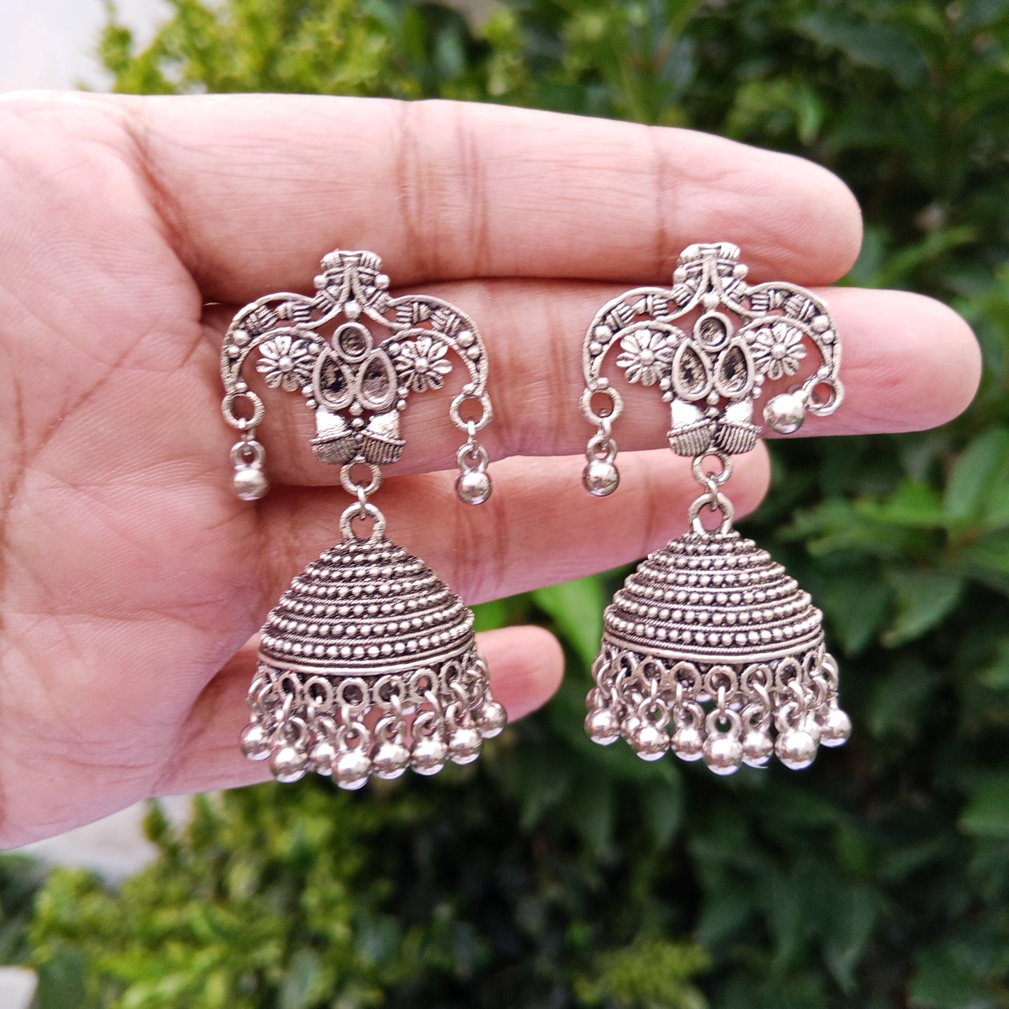 Oxidized Hasli Necklace With Jhumka