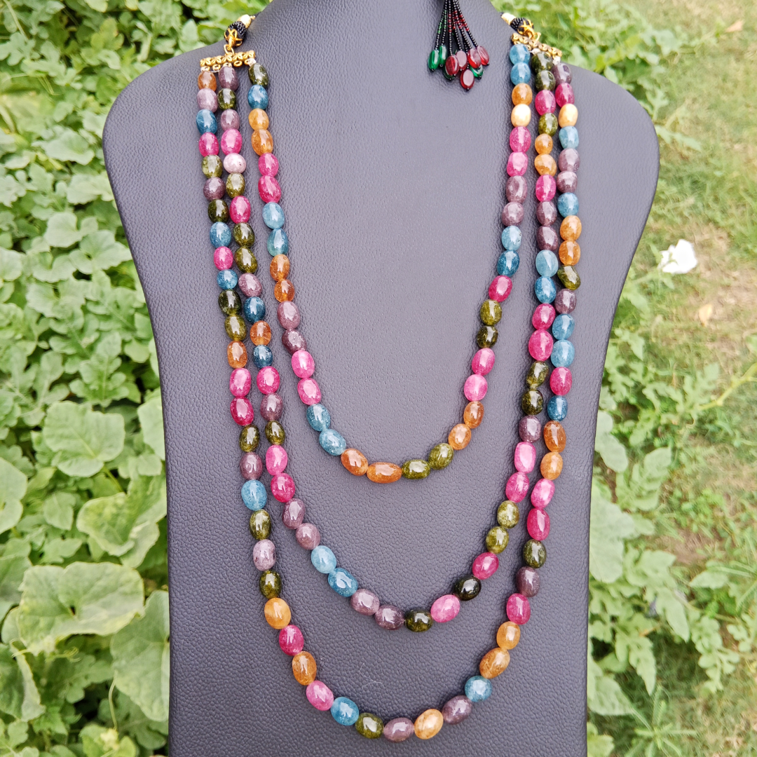 Rainbow Gemstones 3 Layers Mala