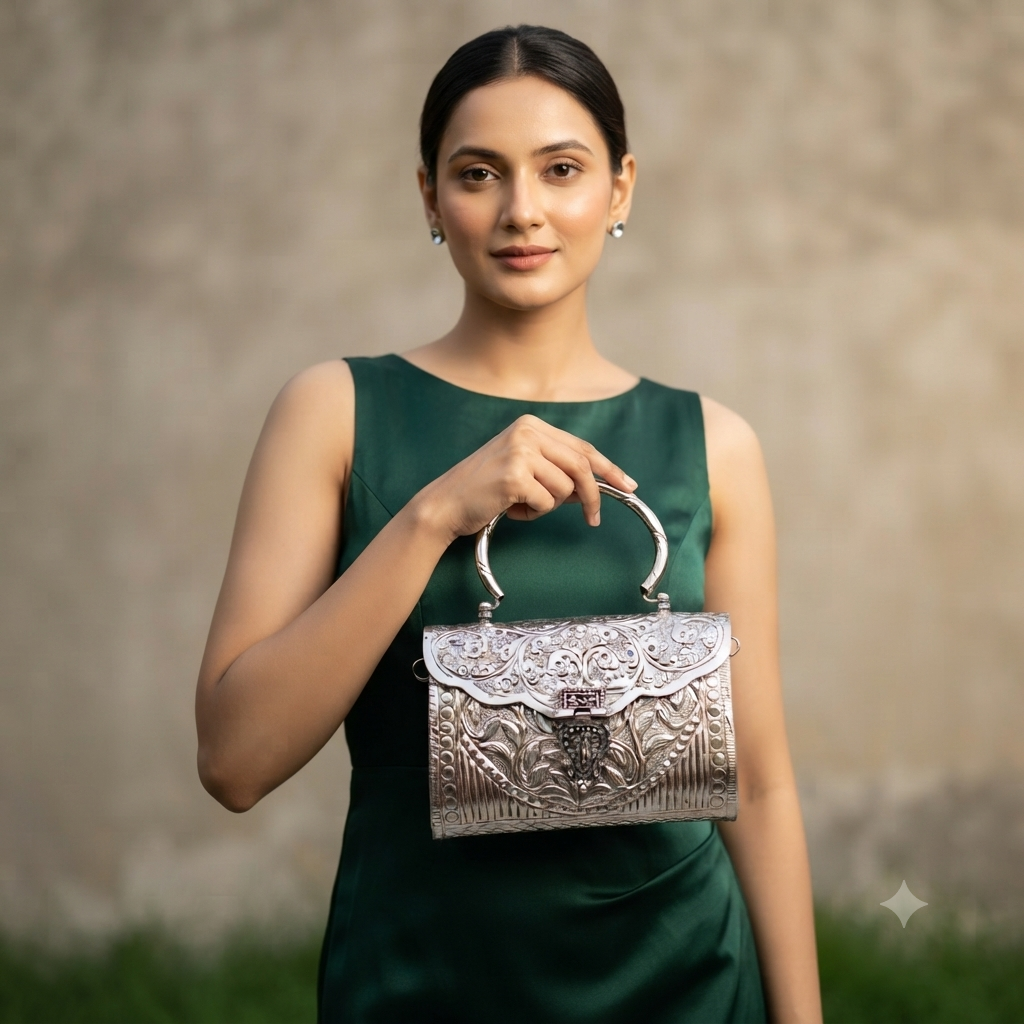 Noor Silver Clutch