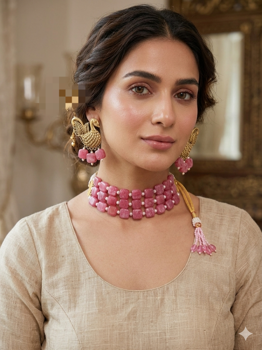 Semi Precious Stones Peacock Set
