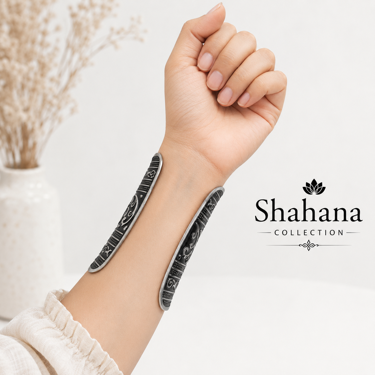 Rivaan Oxidized Hand Cuff pair
