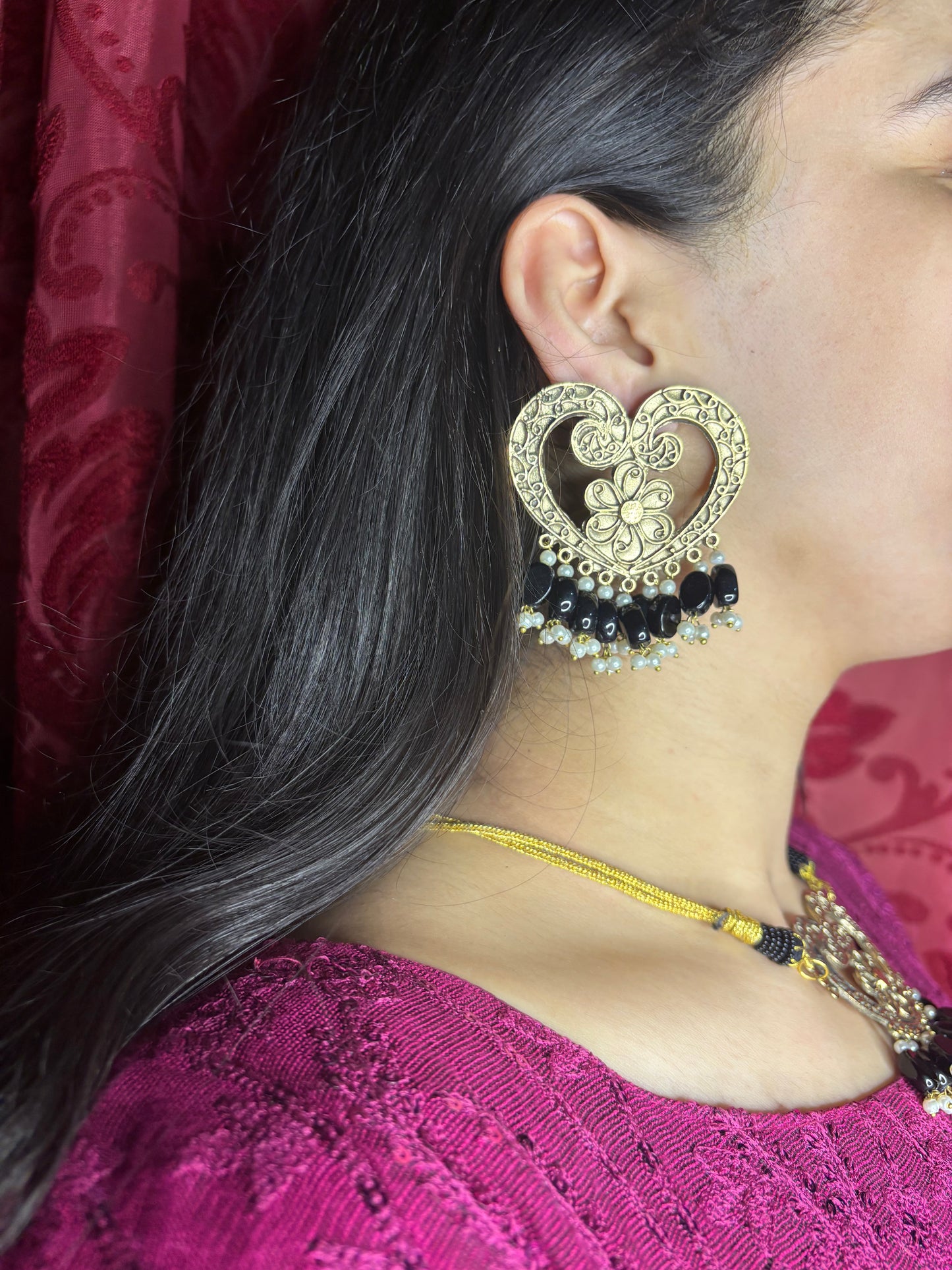 Black Whisper Earrings and Choker