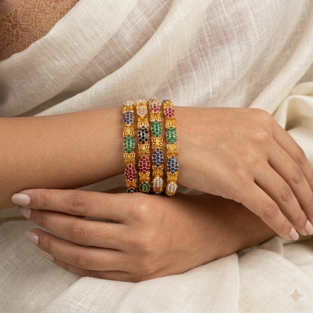 Zircons jadau bangles