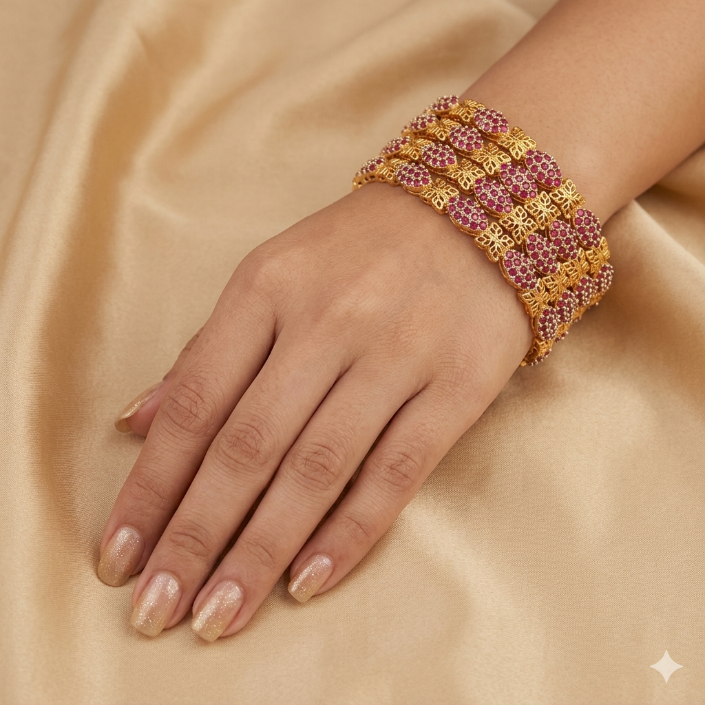 Zircons jadau bangles
