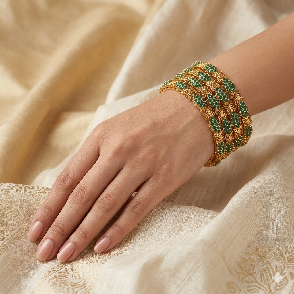 Zircons jadau bangles