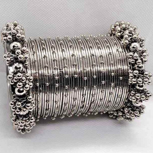 Silver Ghungru Kara with Indian Moti Bangles