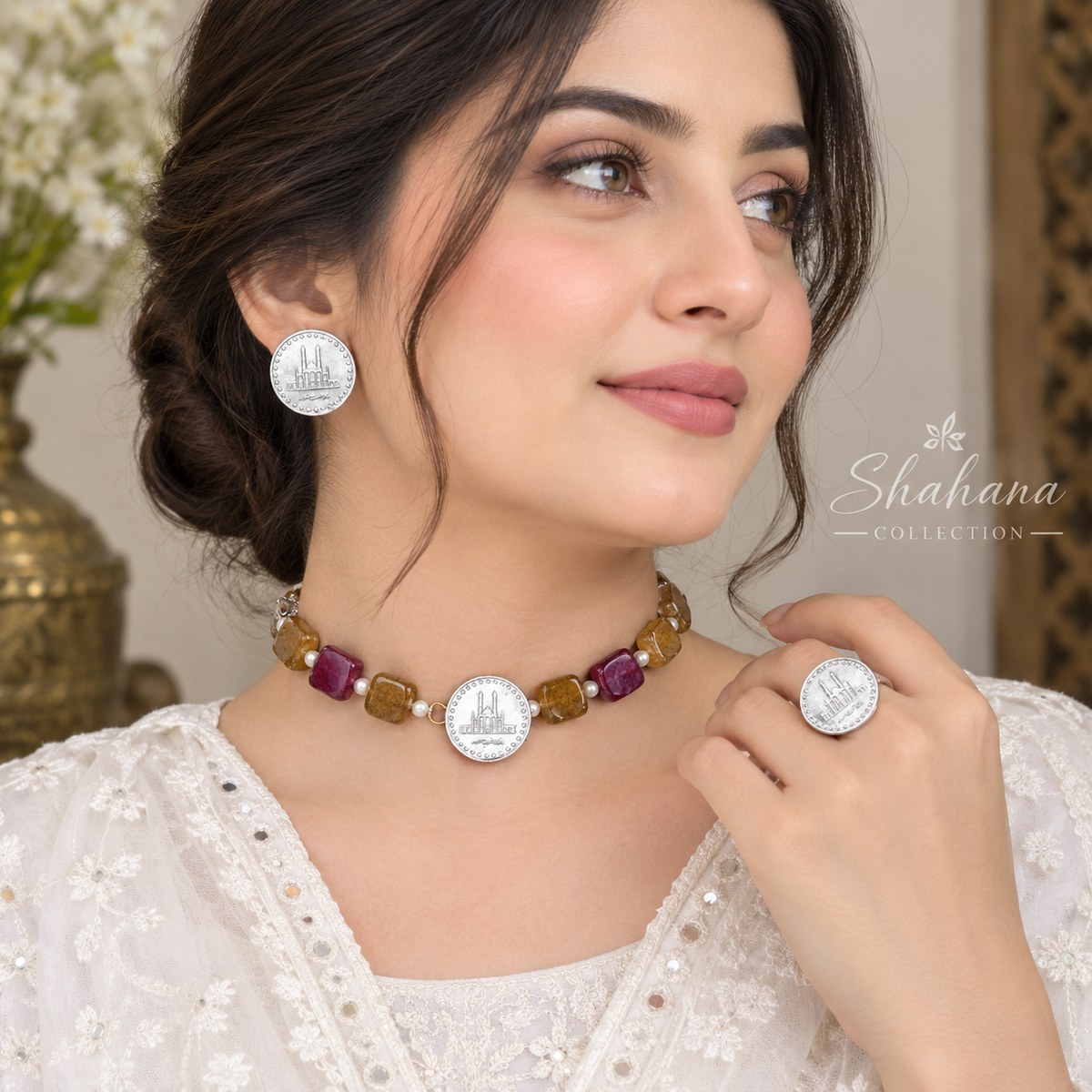 Semi-Precious Stone Multi-Strand Choker Set