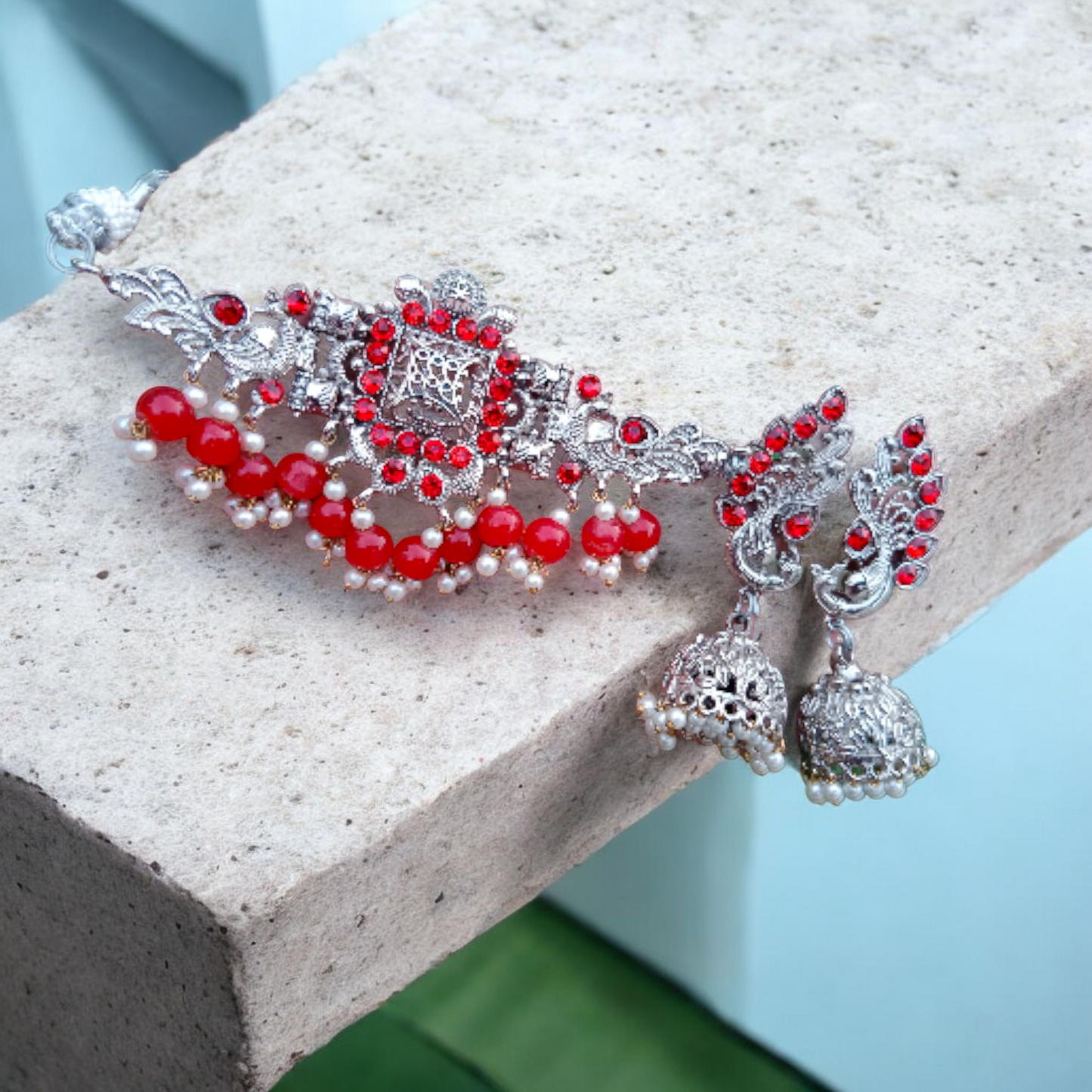 Peacock Choker and Earrings Set