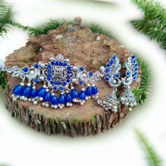 Peacock Choker and Earrings Set