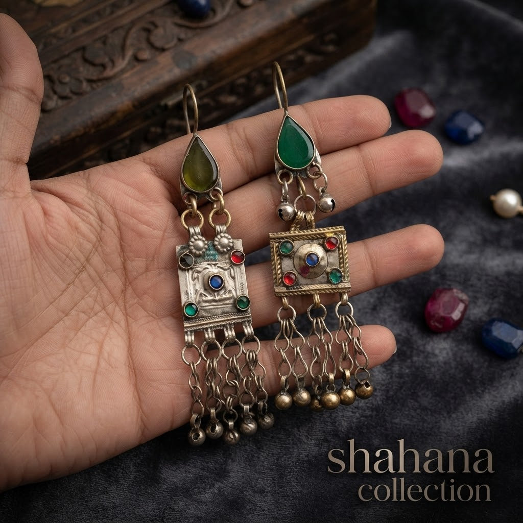 Vintage earrings red green blue