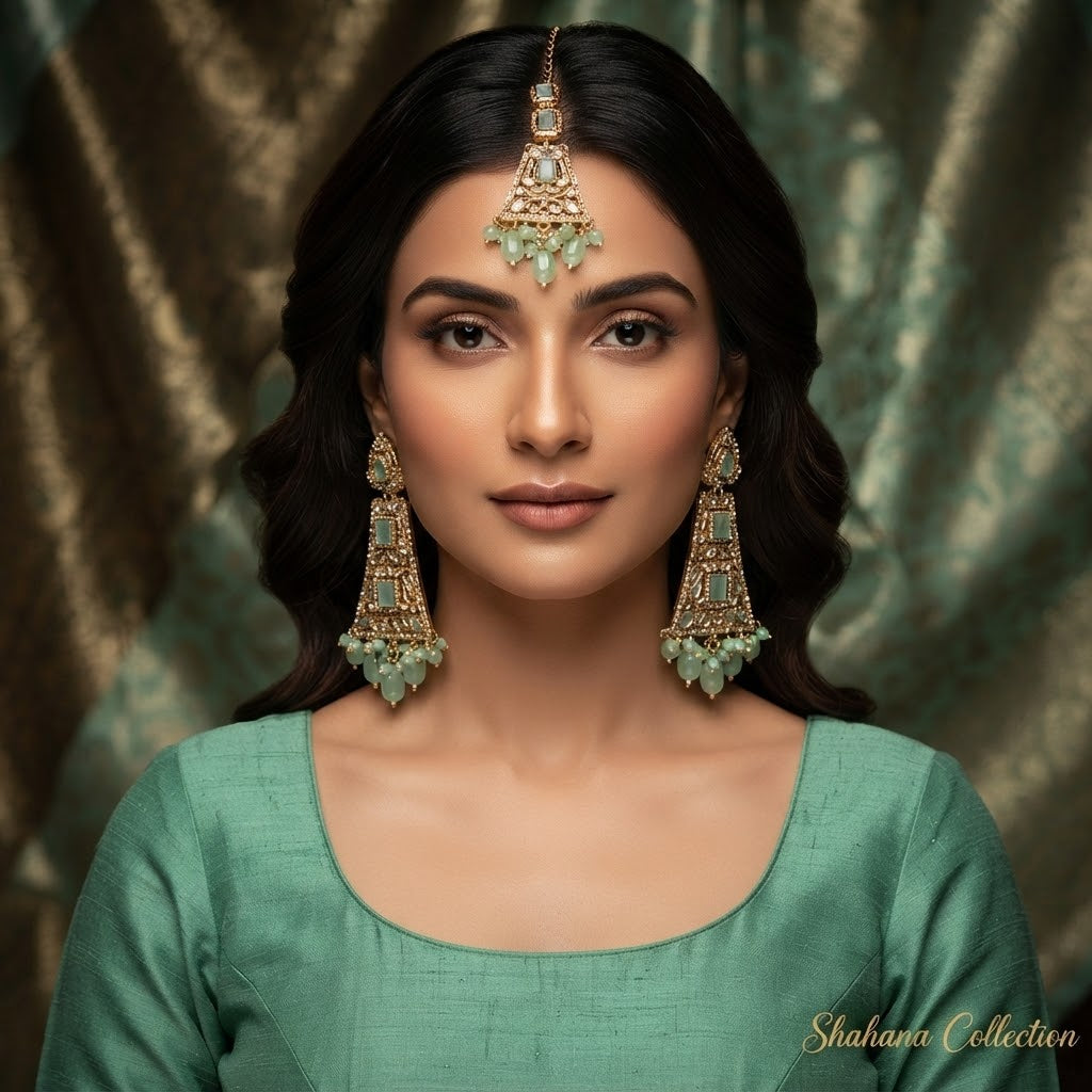 Marwar Inspired Rajwadi Teeka & Earring Set