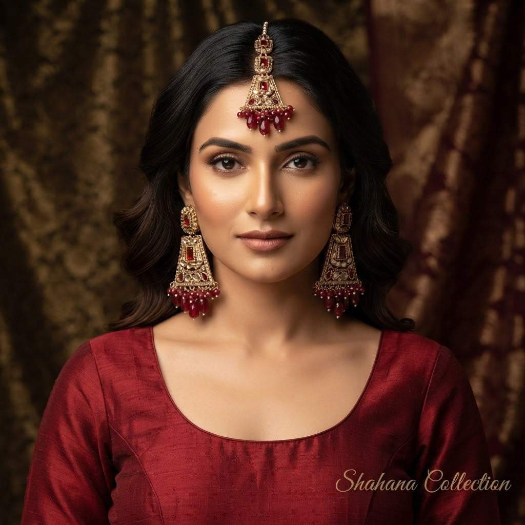 Marwar Inspired Rajwadi Teeka & Earring Set