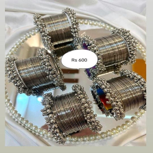 Silver Steel Bangles with Ghungru Karey