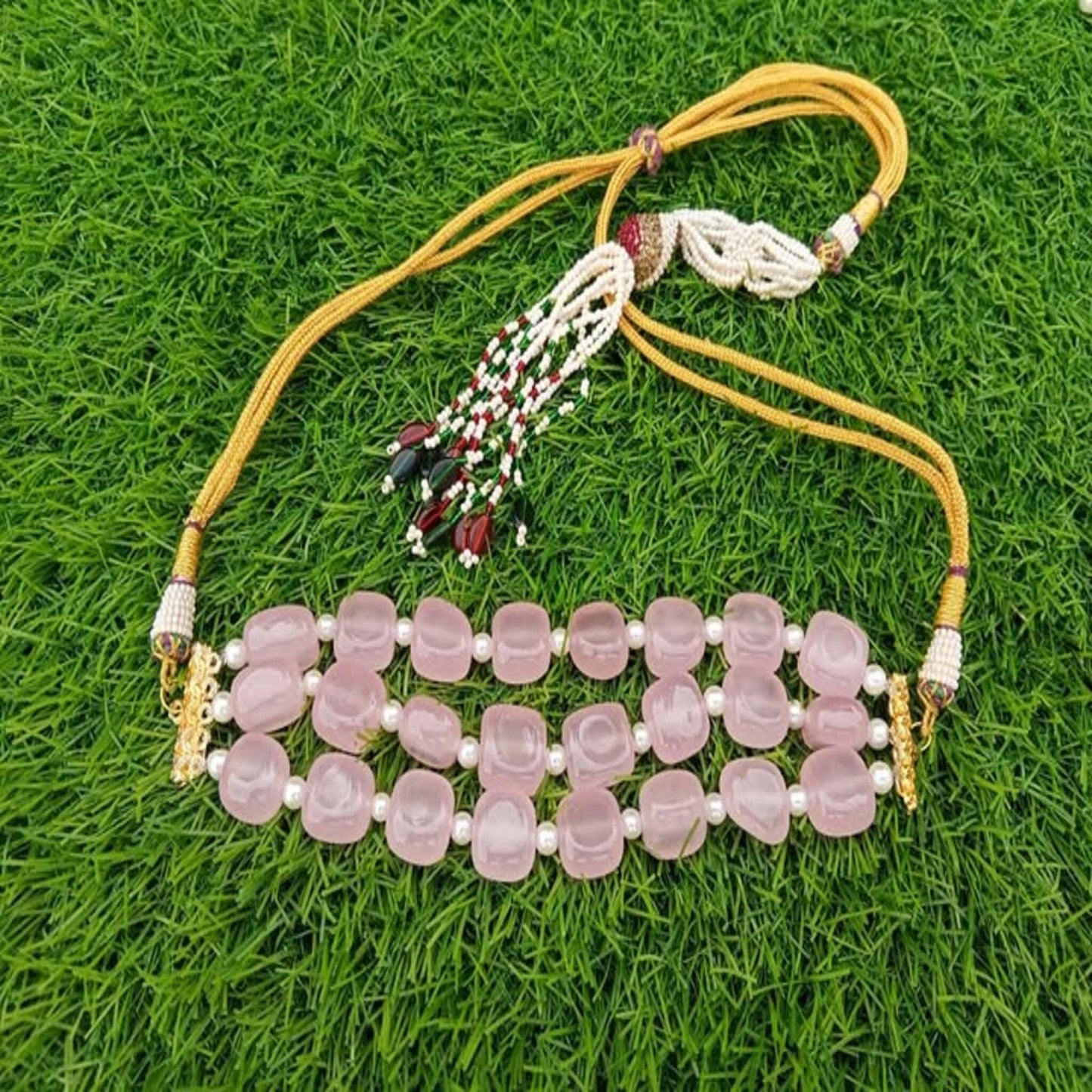 Semi Precious Stones Choker with High Quality Indian Fancy Dori