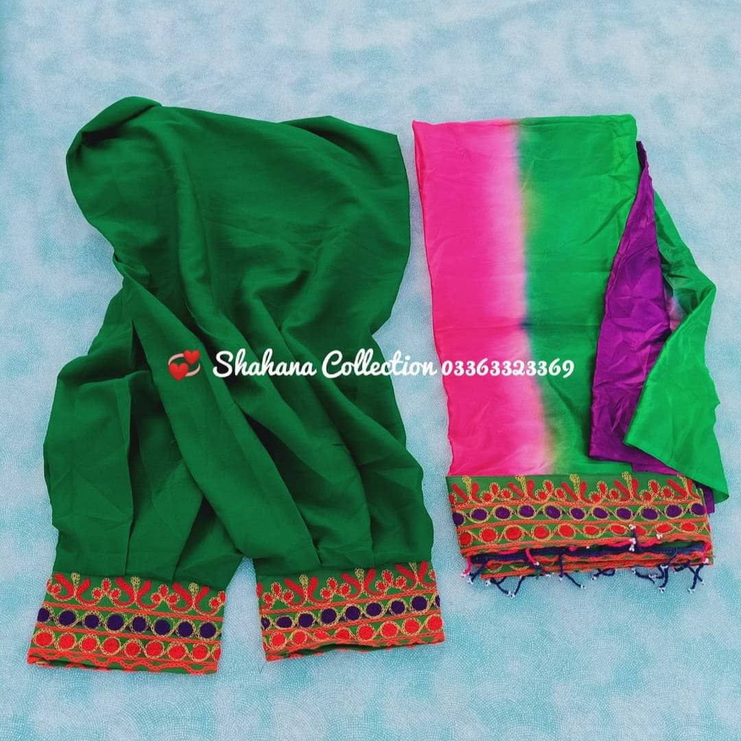3 PC's Chiffon Fabric Stitched Frock