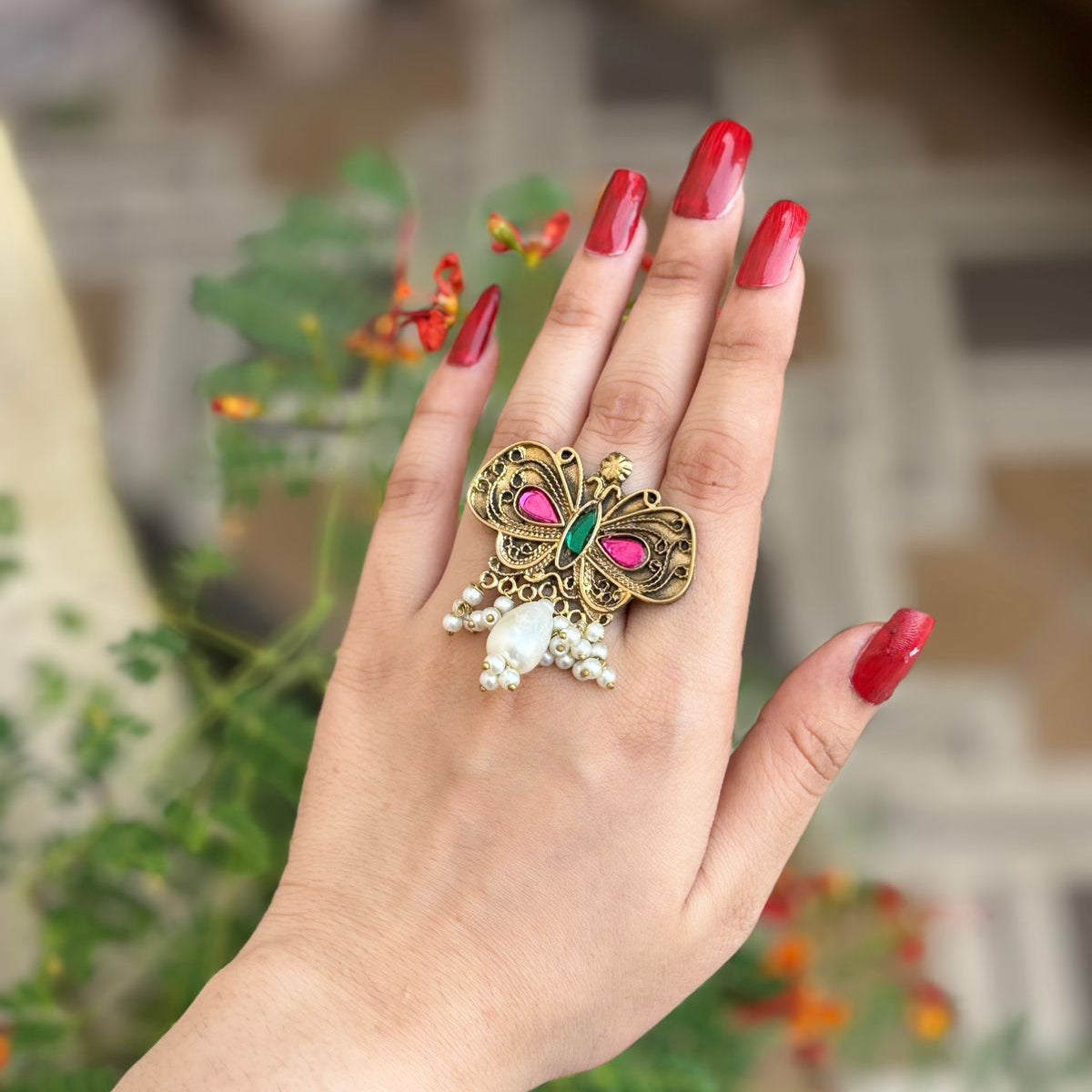 Ribbon Choker Studs and Ring Set