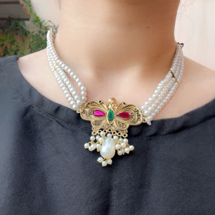 Ribbon Choker Studs and Ring Set