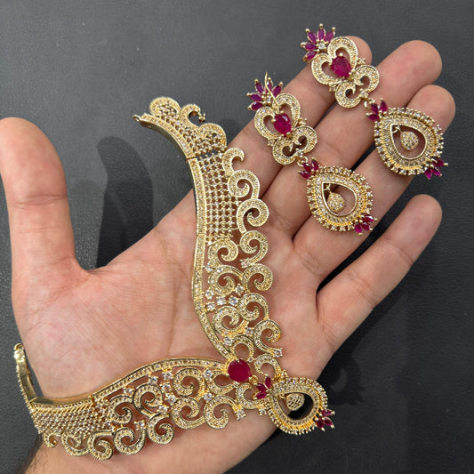 Noorani set Gold plated zircon jewelry set