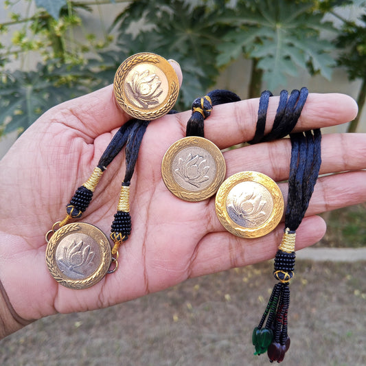 Loutus flower Coins set Chokar studs and ring 