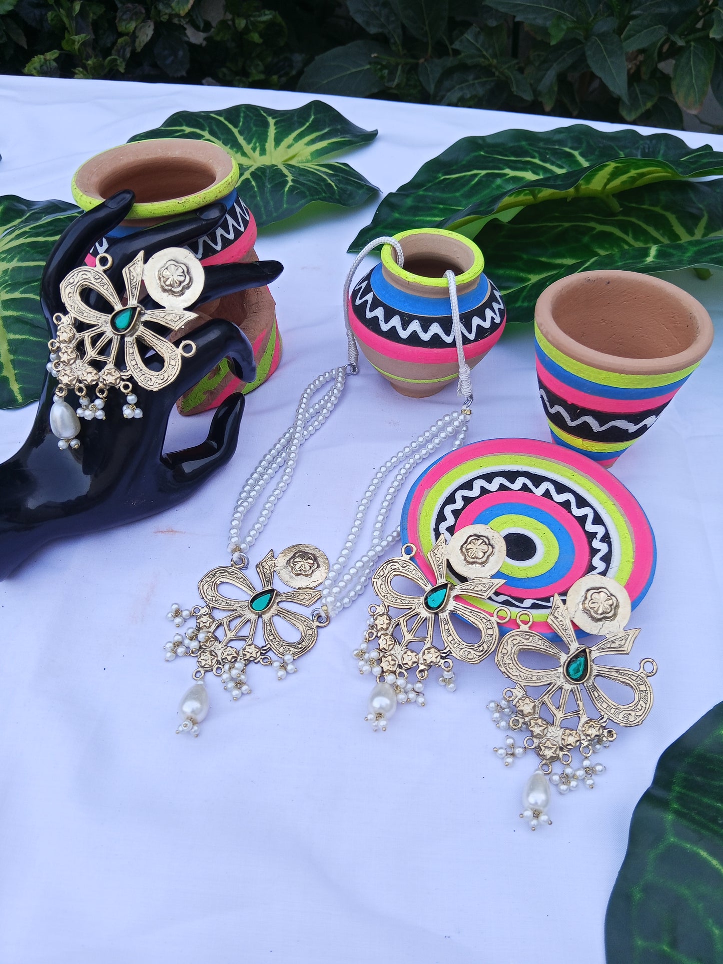 Ribbon Choker Studs and Ring Set