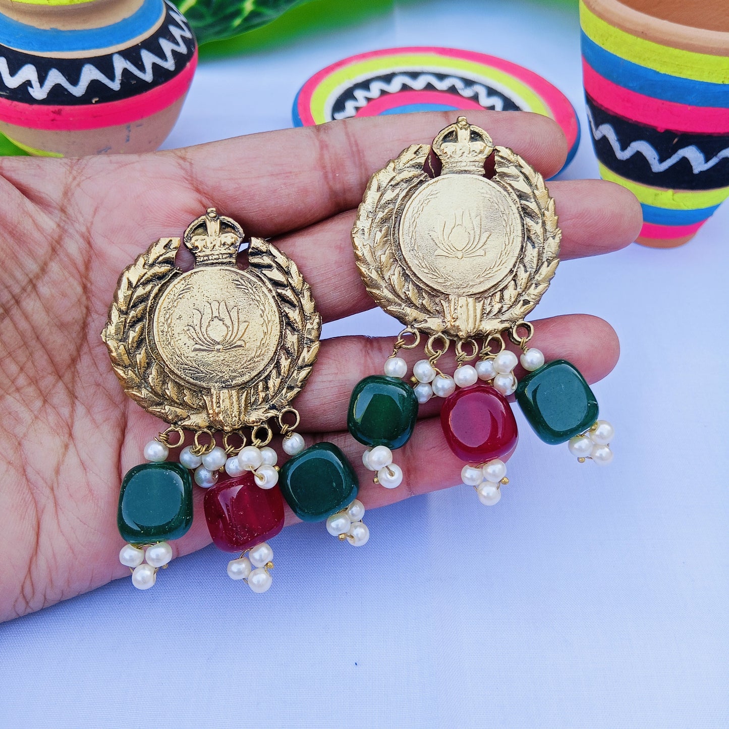 Lotus flower semi precious stones