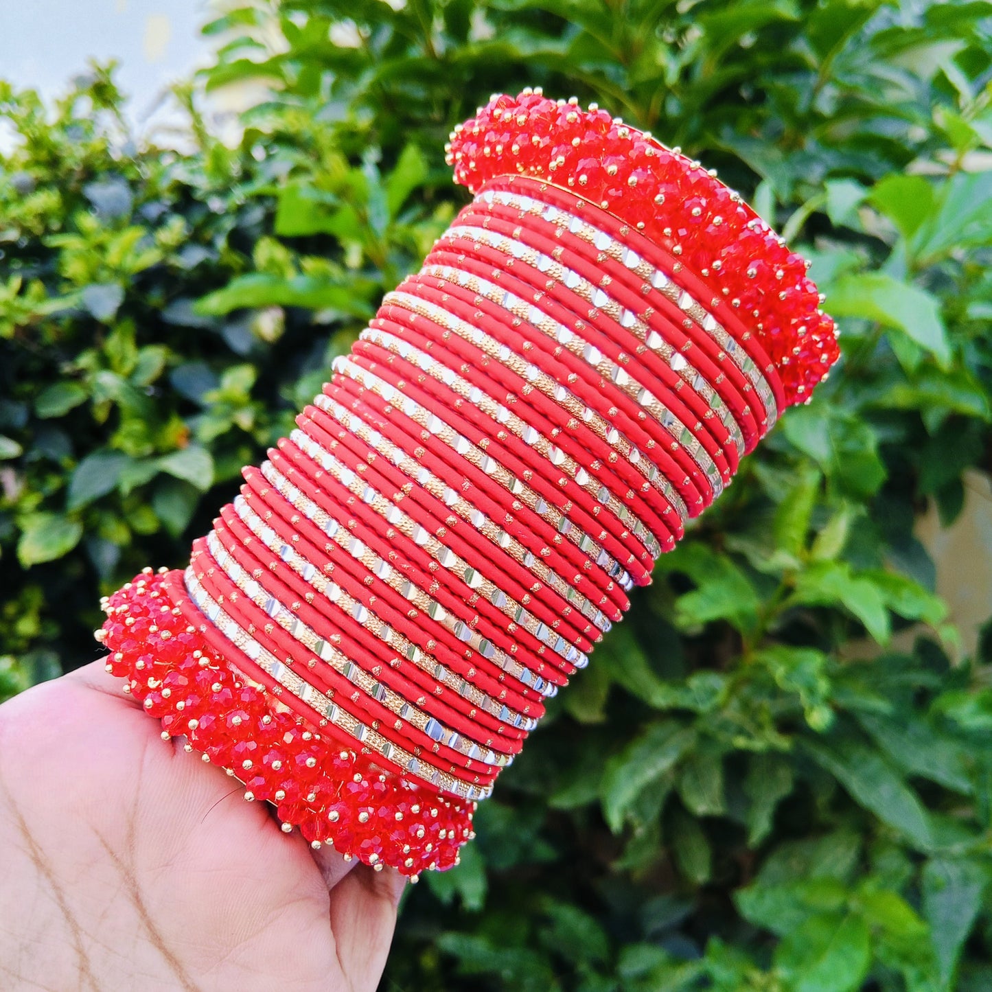 Gajra Kangun with Metal Bangles
