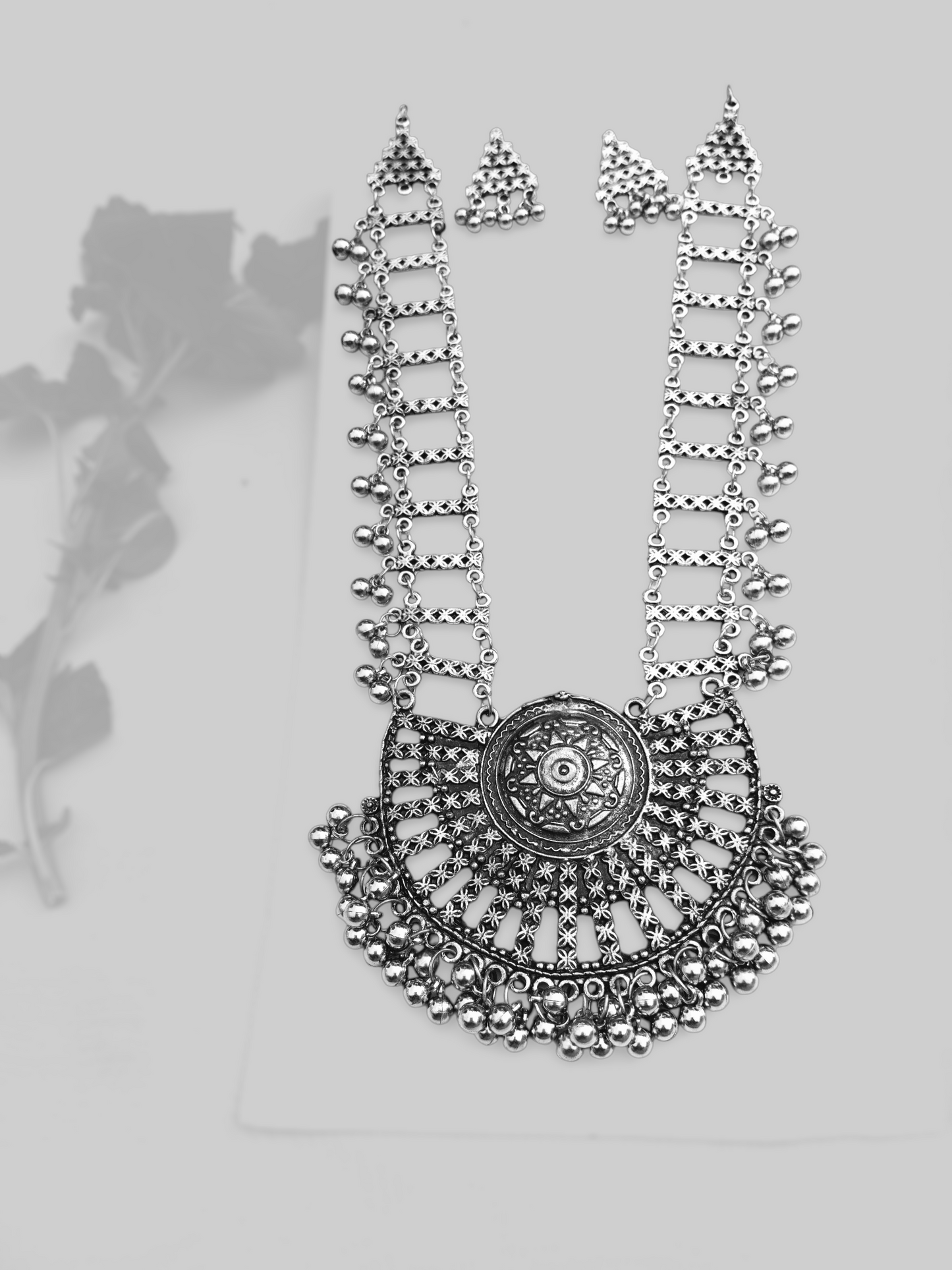 Jaipur Silver Oxidized Mala Set