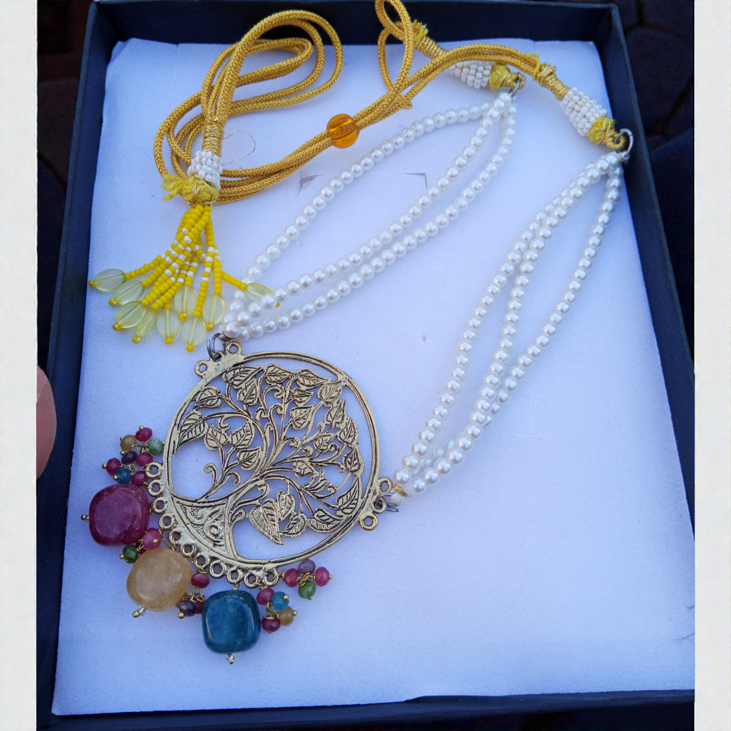 Tree Earrings Semi Precious Stones