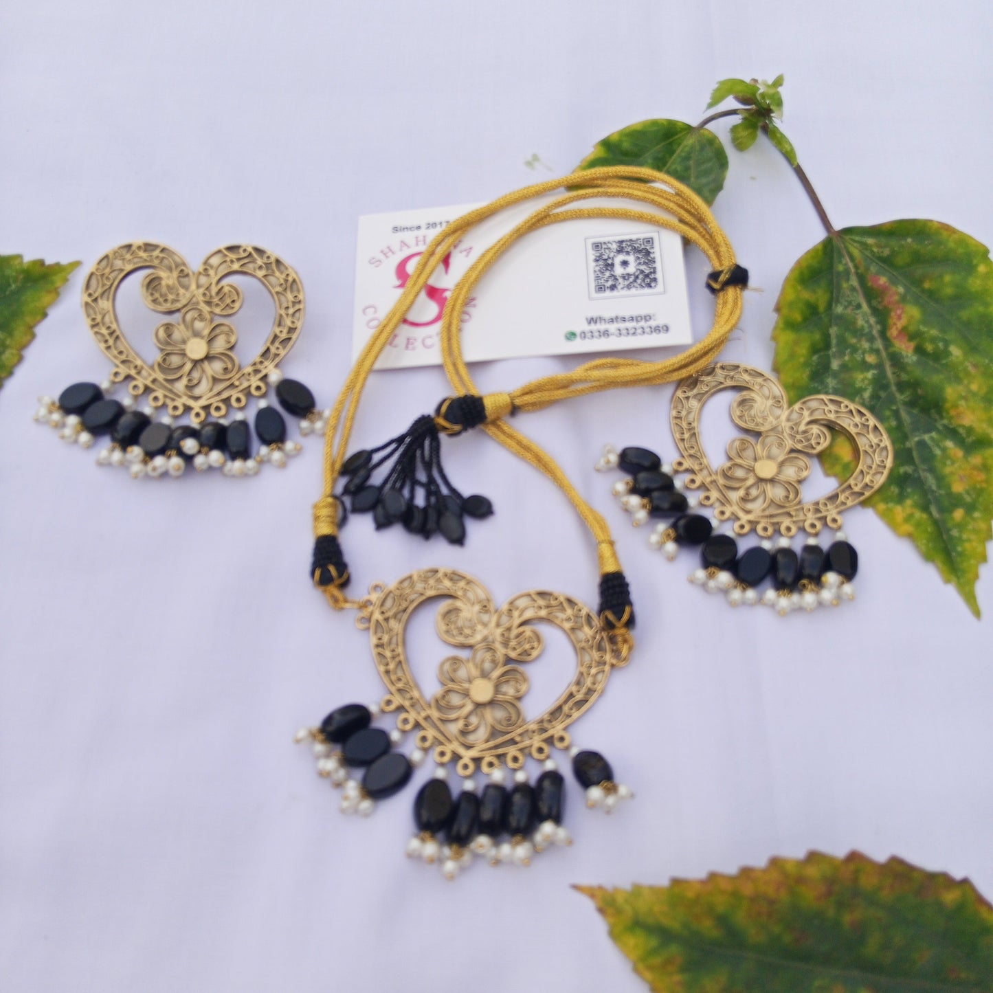 Black Whisper Earrings and Choker