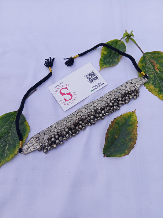 Chun Chun Choker Oxidized Silver