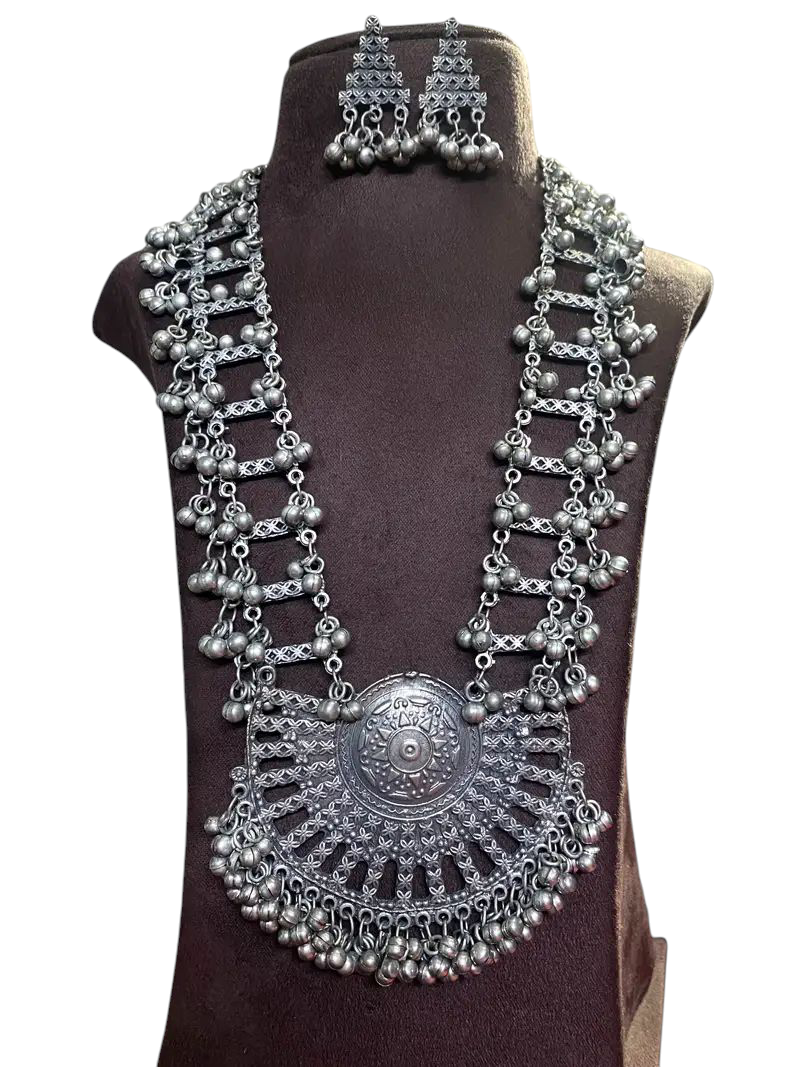 Jaipur Silver Oxidized Mala Set
