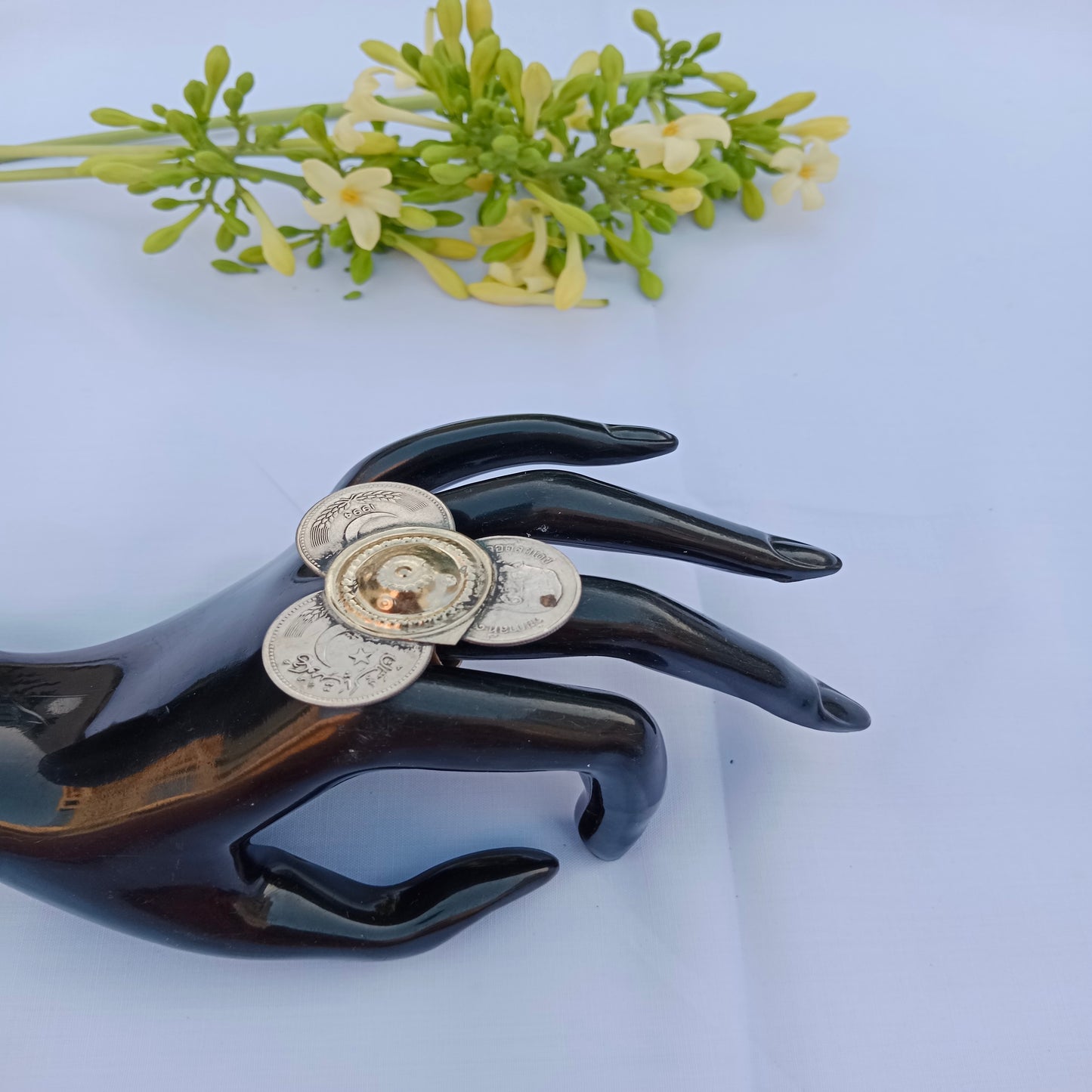 Antique Coins Flower Ring