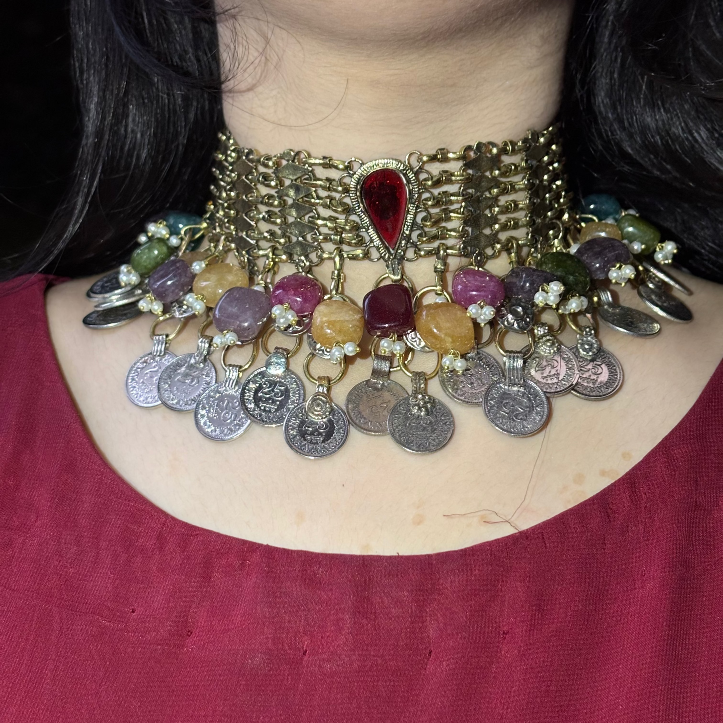 Vintage style Choker Semi Precious Stones