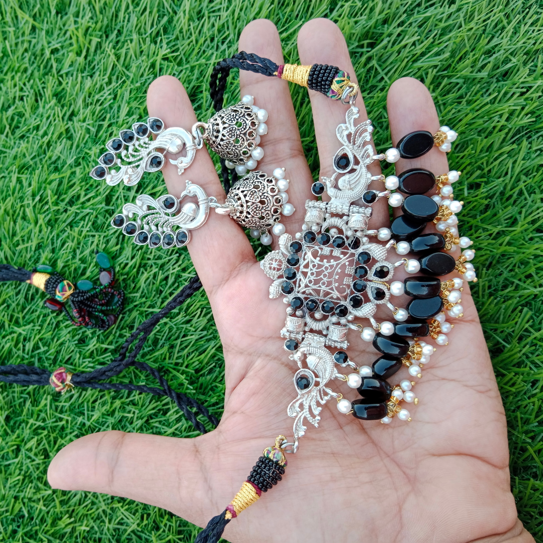 Peacock Choker and Earrings Set