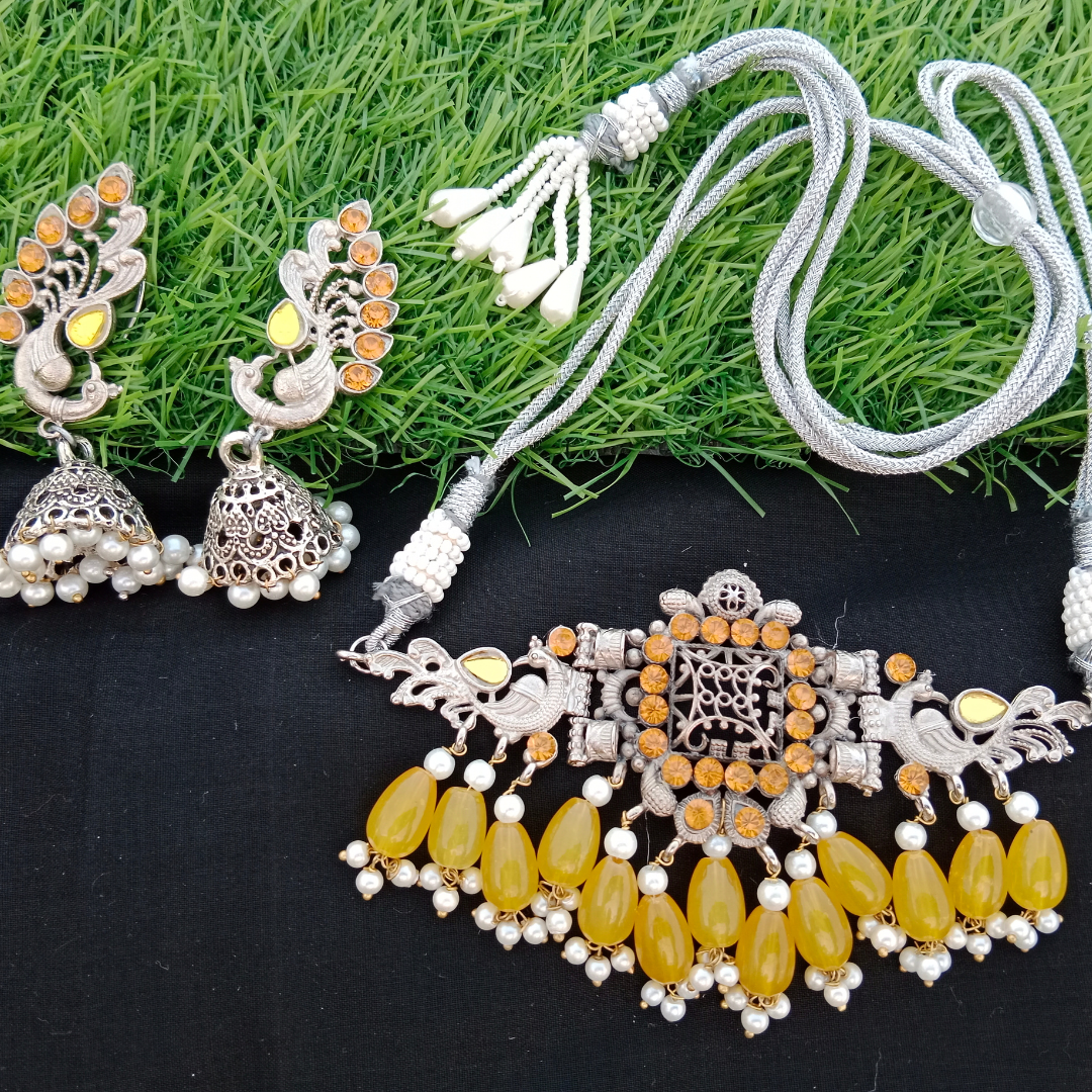 Peacock Choker and Earrings Set