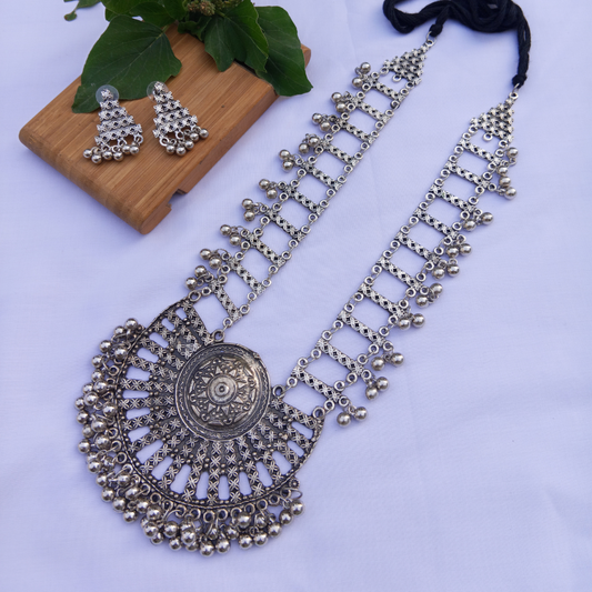 Jaipur Silver Oxidized Mala Set