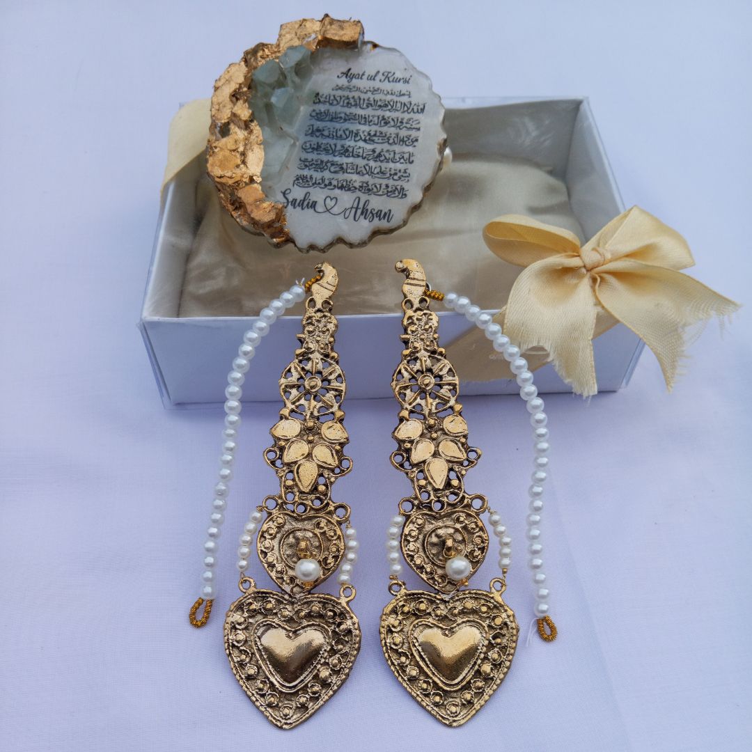 2 Hearts Earrings with Pearls Sahara