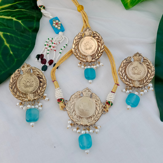 Lotus Flower with Semi Precious Stones