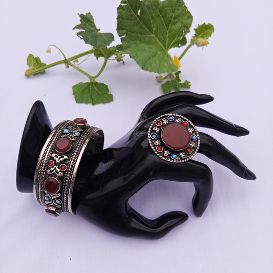 Aqeeq hand cuff and Ring Set