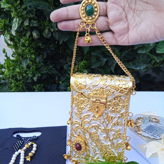 Two tone metal mobile pouch 