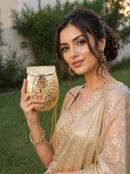Gilded Charm Clutch Golden