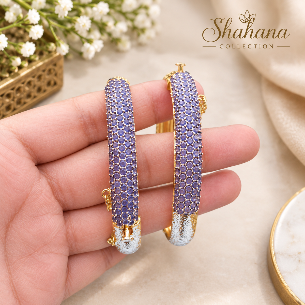 Malika Zircon Kara pair adjustable size pin Lock