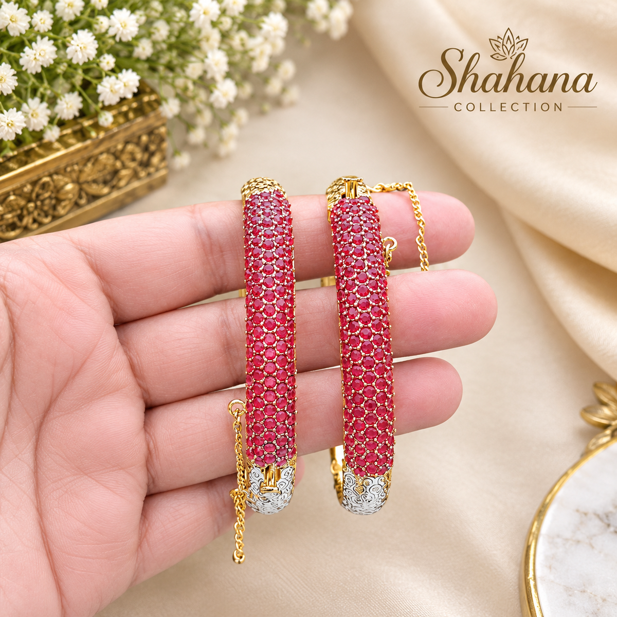 Malika Zircon Kara pair adjustable size pin Lock