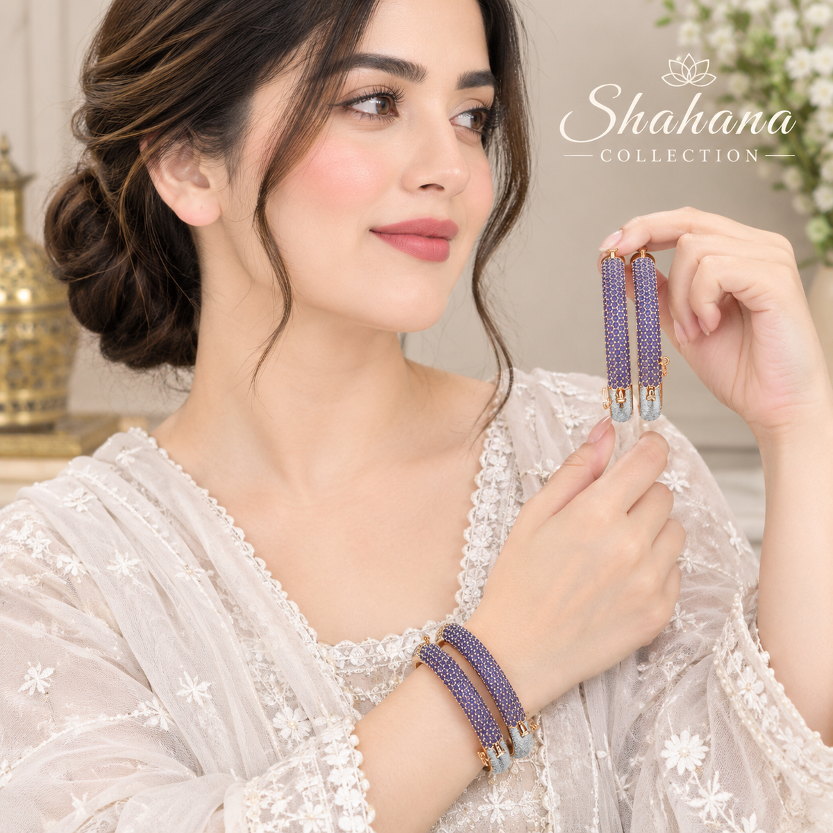 Malika Zircon Kara pair adjustable size pin Lock