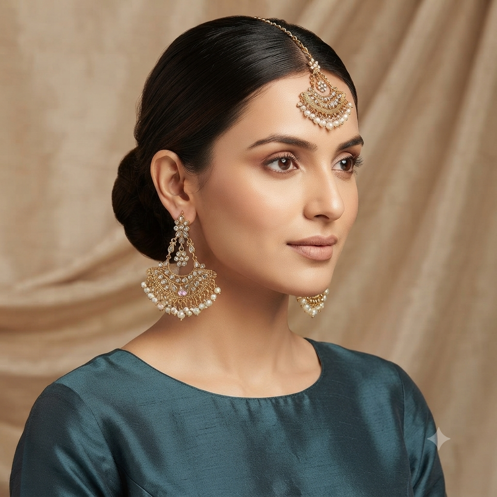 Mahveen Luxe Earrings and Tikka