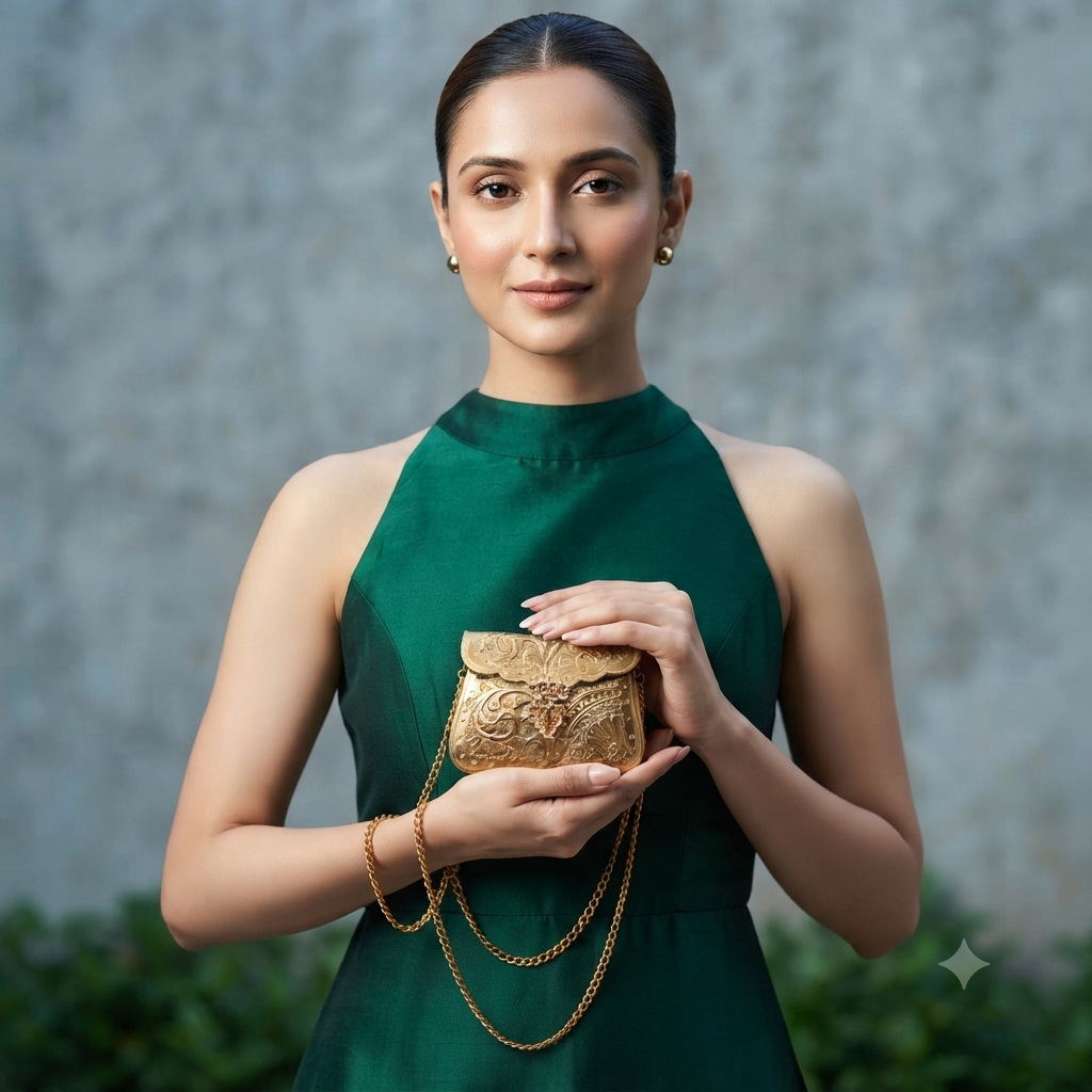 Gilded Charm Clutch Golden